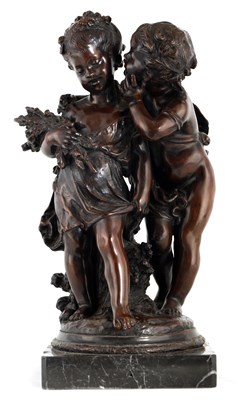 Lot 675 - A 19TH CENTURY FRENCH BRONZE FIGURE GROUP...