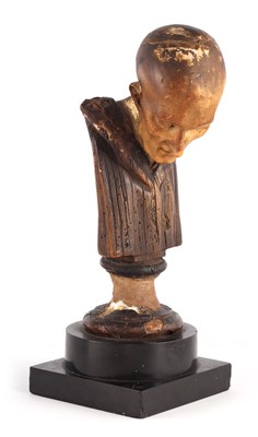 Lot 694 - A 19TH CENTURY POLYCHROME PLASTER BUST...
