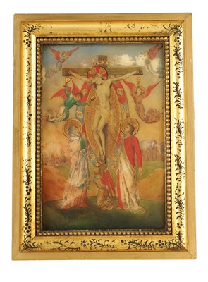 Lot 709 - A 19TH CENTURY OIL ON ONYX PANEL.The...