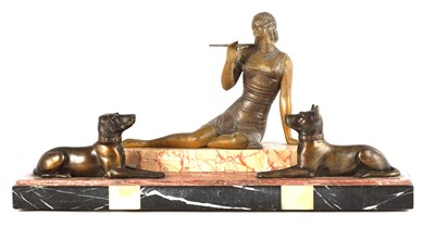 Lot 714 - AN ART DECO BRONZED METAL SCULPTURE depicting...