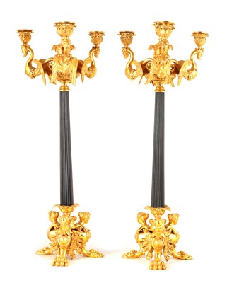Lot 717 - A GOOD PAIR OF REGENCY BRONZE AND ORMOLU...
