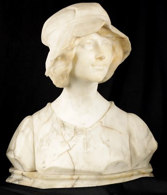 Lot 718 - AN EARLY 20TH CENTURY WHITE MARBLE BUST SIGNED...