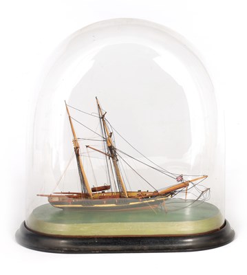 Lot 725 - A 19TH CENTURY DIORAMA MODEL OF A SHIP mounted...