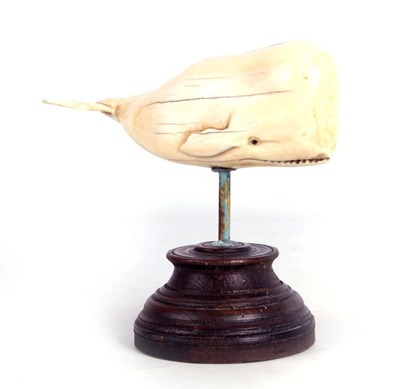 Lot 727 - A 19TH CENTURY SAILOR'S WHALE TOOTH SCULPTURE...