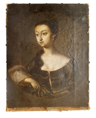 Lot 738 - AN 18TH CENTURY OIL ON CANVAS MONOCHROME...