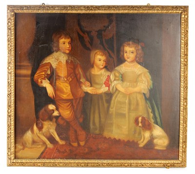 Lot 743 - A 19TH CENTURY OIL ON CANVAS FAMILY PORTRAIT...