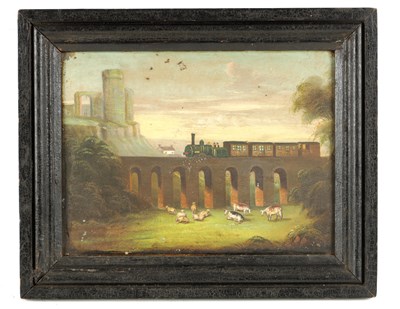 Lot 766 - A 19TH CENTURY NIAEVELY PAINTED OILON TIN...
