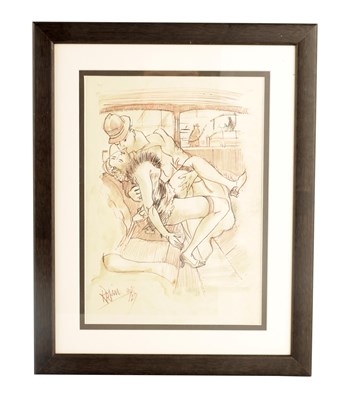 Lot 806 - A 20TH CENTURY EROTIC INK DRAWING AFTER...