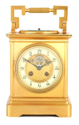 Lot 843 - A LARGE FRENCH GILT BRASS CARRIAGE CLOCK WITH...