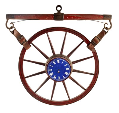 Lot 855 - A 19TH CENTURY PAINTED WOOD NOVELTY WALL CLOCK...