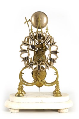 Lot 894 - A 19TH CENTURY BRASS SINGLE FUSEE 8-DAY...