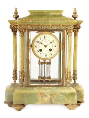 Lot 904 - A 19TH CENTURY FRENCH GREEN ONYNX FOUR GLASS...
