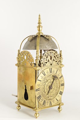 Lot 935 - A FINE CHARLES II BRASS LANTERN CLOCK the...