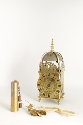 Lot 935 - A FINE CHARLES II BRASS LANTERN CLOCK the...