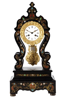 Lot 964 - A 19TH CENTURY FRENCH EBONISED BRASS AND...