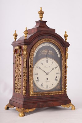 Lot 912 - THOMAS BEST, LONDON  A FINE GEORGE III ORMOLU MOUNTED MAHOGANY MUSICAL BRACKET CLOCK