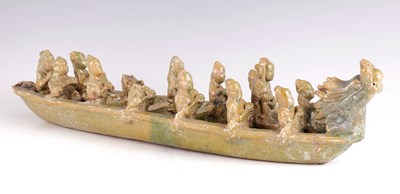 Lot 104 - A MING PERIOD CHINESE TERRACOTTA MODEL OF A BOAT