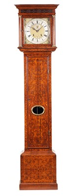 Lot 800 - SAMUAL MACHAM, LONDON. A. QUEEN ANN WALNUT AND ARABESQUE MARQUETRY MONTH DURATION LONGCASE CLOCK