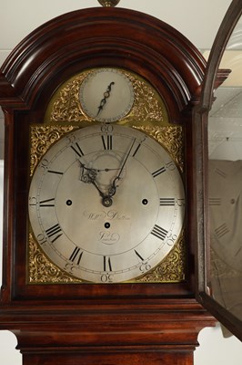 Lot 823 - WILLIAM DUTTON, LONDON  A FINE AND RARE GEORGE III FIGURED MAHOGANY GRAND SONNERIE STRIKING LONGCASE CLOCK