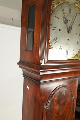 Lot 823 - WILLIAM DUTTON, LONDON  A FINE AND RARE GEORGE III FIGURED MAHOGANY GRAND SONNERIE STRIKING LONGCASE CLOCK