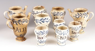 Lot 38 - A COLLECTION OF 10 18TH CENTURY CREAMWARE DRUG JARS
