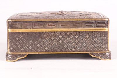 Lot 113 - A LARGE JAPANESE MEIJI PERIOD MIXED METAL INLAID IRON BOX