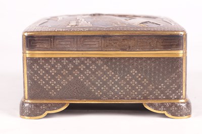 Lot 113 - A LARGE JAPANESE MEIJI PERIOD MIXED METAL INLAID IRON BOX