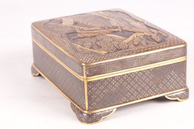 Lot 113 - A LARGE JAPANESE MEIJI PERIOD MIXED METAL INLAID IRON BOX
