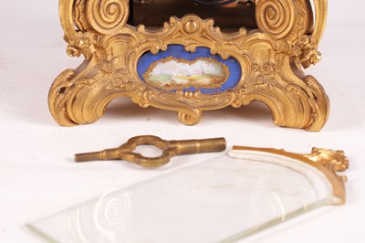 Lot 778 - DROCOURT (CIRCA 1860)  A FINE AND RARE MID 19TH CENTURY FRENCH GILT BRASS AND SEVRES STYLE PORCELAIN PANELLED ROCOCO REPEATING CARRIAGE CLOCK