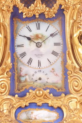 Lot 778 - DROCOURT (CIRCA 1860)  A FINE AND RARE MID 19TH CENTURY FRENCH GILT BRASS AND SEVRES STYLE PORCELAIN PANELLED ROCOCO REPEATING CARRIAGE CLOCK