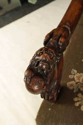Lot 979 - AN UNUSUAL 19TH CENTURY GOTHIC STYLE OAK TAPESTRY UPHOLSTERED ARMCHAIR