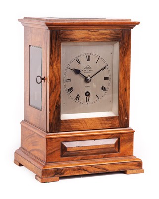 Lot 811 - DENT, 41, PALL MALL, LONDON. 62940  A SMALL 20TH CENTURY WALNUT FUSEE LIBRARY MANTEL CLOCK