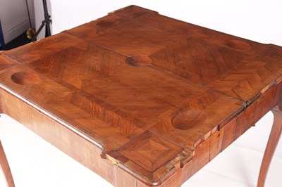 Lot 984 - A RARE GEORGE I KINGWOOD CONCERTINA ACTION CARD TABLE