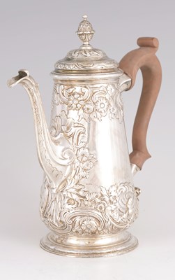 Lot 333 - A GEORGE II SILVER COFFEE POT