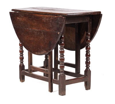 Lot 777 - A 17TH CENTURY JOINED OAK GATELEG TABLE OF SMALL SIZE