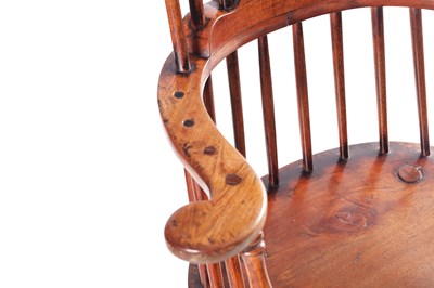 Lot 1019 - AN 18TH CENTURY ASH AND ELM COMB BACK WINDSOR CHAIR