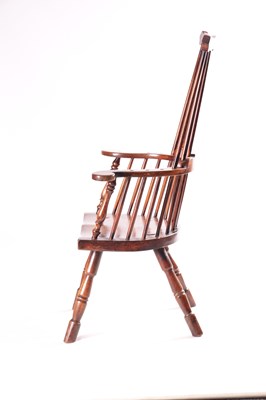 Lot 1019 - AN 18TH CENTURY ASH AND ELM COMB BACK WINDSOR CHAIR