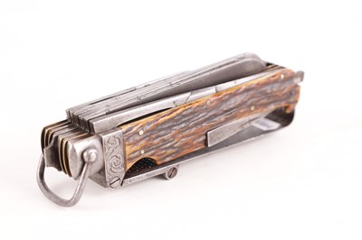 Lot 345 - AN OVERSIZED 19TH CENTURY COACHMAN'S MULTIBLADE FOLDING POCKET KNIFE