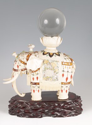 Lot 148 - A FINE MEIJI PERIOD JAPANESE IVORY AND SHIBAYAMA ELEPHANT