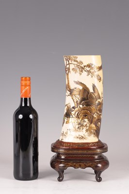 Lot 100 - A FINE MEIJI PERIOD JAPANESE SHIBAYAMA IVORY TUSK VASE