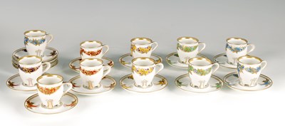 Lot 51 - A SET OF TEN ART NOUVEAU KPM PORCELAIN COFFEE CUPS AND SAUCERS