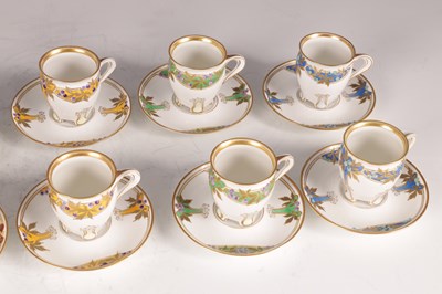 Lot 51 - A SET OF TEN ART NOUVEAU KPM PORCELAIN COFFEE CUPS AND SAUCERS