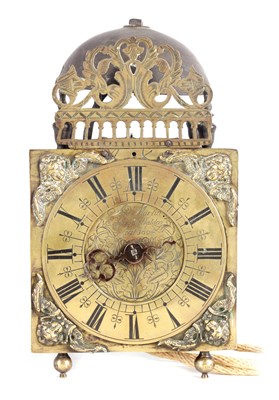 Lot 916 - JOSEPH MARTIN, SAFFERN (SAFFRON) WALDEN FECIT 1694  A RARE PROVINCIAL LATE 17TH CENTURY BRASS LANTERN CLOCK