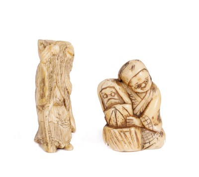 Lot 55 - TWO MEIJI PERIOD JAPANESE CARVED IVORY NETSUKES