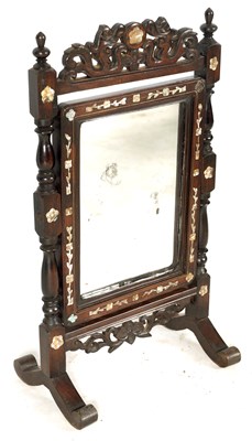 Lot 203 - A 19TH CENTURY CHINESE MOTHER OF PEARL INLAID HARDWOOD TOILET MIRROR
