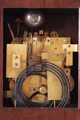 Lot 909 - A SMALL ENGLISH LATE 19TH CENTURY ROSEWOOD TRIPLE FUSEE EIGHT BELL QUARTER CHIMING BRACKET CLOCK