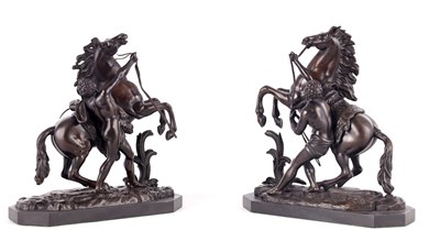 Lot 384 - A PAIR OF 19TH CENTURY BRONZE MARLEY HORSES