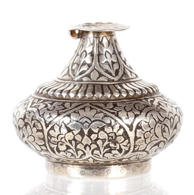 Lot 225 - A 19TH CENTURY ISLAMIC SILVER ROSEWATER BOTTLE