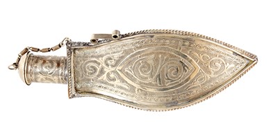 Lot 80 - A LATE 19TH CENTURY ISLAMIC SILVER FLASK