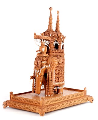 Lot 159 - A FINELY CARVED LATE 19TH CENTURY ANGLO-INDIAN MODEL OF AN ELEPHANT
